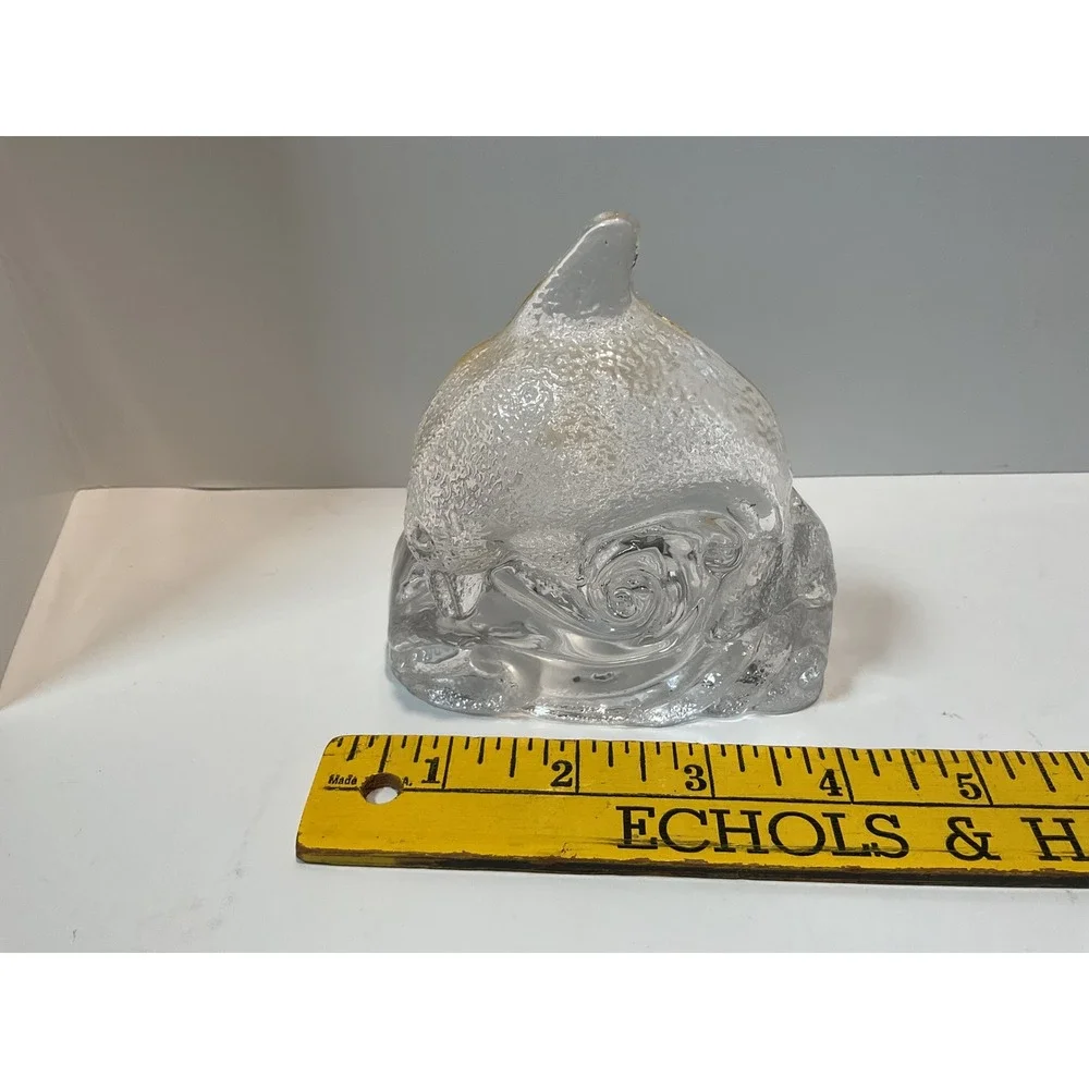 PartyLite Glass Dolphin Candle Holder Tealight Votive Ocean Wave Design